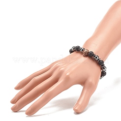 4 set di braccialetti elastici in pietra lavica naturale a 4 colori e ematite sintetica&nbsp;BJEW-JB07881
