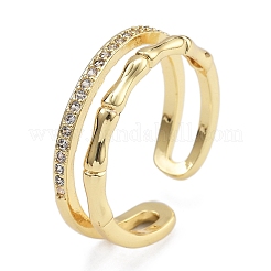 Gestellplattierung Messing Mikropflaster klare Zirkonia Manschettenfingerringe für Frauen&nbsp;RJEW-M028-39G