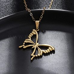 Colliers avec pendentif papillon creux en acier inoxydable 304&nbsp;NJEW-M096-16G