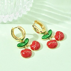Pendientes colgantes de aro de latón y esmalte para mujer&nbsp;EJEW-A167-20G-02