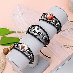 10 stücke 5 arten sport thema rindsleder multi-strabd armbänder&nbsp;BJEW-GO0002-10