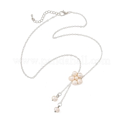 Colliers pour femmes avec pendentif fleur en perles de culture d'eau douce naturelles et chaîne en laiton.&nbsp;NJEW-JN06561