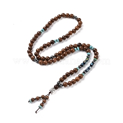 Collana di pietre naturali e sintetiche e perline di legno&nbsp;NJEW-JN03743