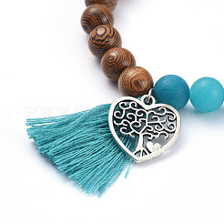 Pulseras elásticas con cuentas de jade blanco natural (teñidas)&nbsp;BJEW-JB05275-04