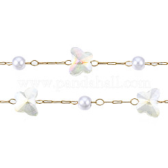 Papillon en verre et chaînes de perles en plastique abs&nbsp;CHS-N003-02-07