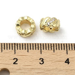 Rack-Plattierung Messing Micro Pave Kubisch Zirkonia European Beads&nbsp;KK-F866-10G