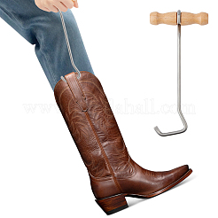 Gancho extractor de botas de acero inoxidable 304 con mango de madera&nbsp;AJEW-WH0410-425