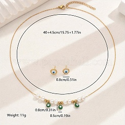 Elegante Ohrstecker- und Halsketten-Sets mit bösem Blick aus Edelstahl für Damen&nbsp;QD3943