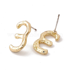 Aretes de latón con números y 925 alfiler de plata esterlina para mujer&nbsp;LS-EJEW-A077-01C