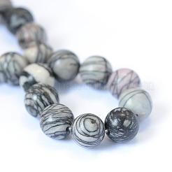 Pierre naturelle de soie noire / netstone perles rondes&nbsp;G-E334-12mm-05
