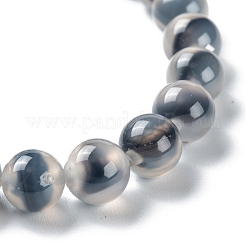 Bracelets extensibles unisexes en sucre naturel coeur agate&nbsp;BJEW-K097-01A-04