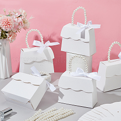 Confezione regalo in carta trapezoidale con manici in plastica imitazione perla&nbsp;CON-WH0092-65A