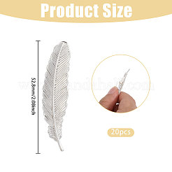 Broche en laiton en forme de plume (20 pièce)&nbsp;JEWB-CO0001-01S