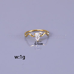 Anelli da dito a goccia in acciaio inossidabile 304 con zirconi cubici trasparenti per donna&nbsp;FS-WG6614B-02