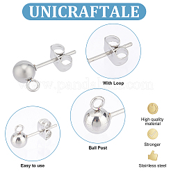100 pz 304 acciaio inossidabile perno a sfera orecchini&nbsp;STAS-UN0056-39