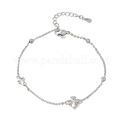 Armbänder aus Messing mit Mikropavé-Fassung aus klaren Zirkonia in Form eines vierblättrigen Kleeblatts&nbsp;KK-CBAED06-02P