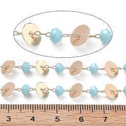 Catene piatte rotonde in ottone e perline di vetro fatte a mano&nbsp;CHC-L051-06KCG-01