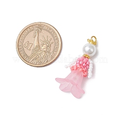 Colgantes de figuritas de flores con cuentas de vidrio&nbsp;PALLOY-MZ00686