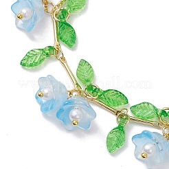 Bracelets à breloques en verre et acrylique à fleurs&nbsp;BJEW-JB10443-01