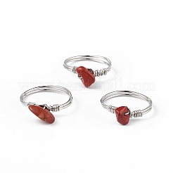 Fingerring aus natürlichen gemischten Edelsteinsplittern&nbsp;RJEW-L082-03P