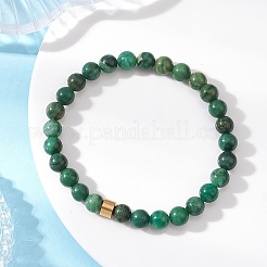 Braccialetti elastici in giada naturale dell'Africa occidentale e perline in acciaio inossidabile 304 per uomo e donna&nbsp;BJEW-JB12920