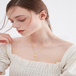 Collier avec pendentif rectangulaire en forme de lettre en acier inoxydable 1 pièce&nbsp;NJEW-LP0001-34D-G