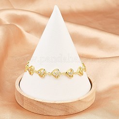 Bracciali a catena con micro pavé di zirconi cubici trasparenti in ottone per donna&nbsp;BJEW-A090-09B-G