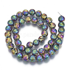 Brins de perles de pierre de lave naturelle galvanisées&nbsp;G-S352-30C-02