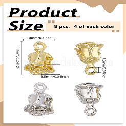 8 Stück 2 Farben Rack-Plating-Legierung Rose Charms&nbsp;FIND-LP0005-55
