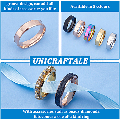 10 anillo de acero inoxidable 201 liso de 5 colores para hombres y mujeres.&nbsp;RJEW-DC0001-03B