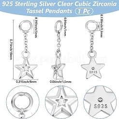 1 Stück: 925 Quastenanhänger aus Sterlingsilber mit klaren Zirkonia&nbsp;STER-BBC0008-25S
