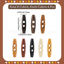 32 pz 8 colori bottoni in legno a 2 fori&nbsp;DIY-GF0011-42A