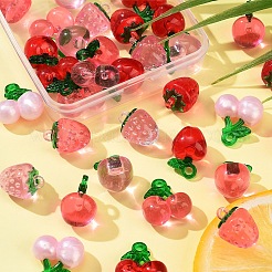 12 pz 3 colori resina trasparente e acrilico 3d ciondoli di frutta&nbsp;FIND-YW0006-01