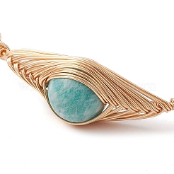 Bracelet manchette en amazonite et perles naturelles&nbsp;BJEW-JB10119-02
