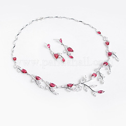 Set di collane e orecchini a bottone in ottone micro pavé di zirconi cubici per donna&nbsp;WG313B0-01