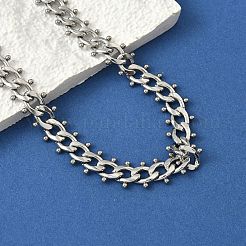 Collar de cadena de eslabones cubanos con borlas de bolas de acero inoxidable 304&nbsp;NJEW-K249-22P