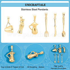 6 pz 6 pendenti in acciaio inossidabile 304&nbsp;STAS-UN0040-47