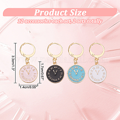 Legierung Emaille römische Zahl Uhr Charm Verschlussstichmarker&nbsp;HJEW-PH01811
