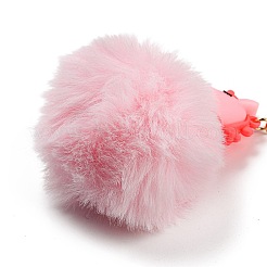 Lindo llavero de unicornio de PVC e imitación de bola de piel de conejo Rex&nbsp;KEYC-C005-03A