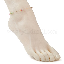 Tobilleras de cadena de eslabones de acero inoxidable 304 con cuentas de concha natural y disco teñido&nbsp;AJEW-AN00725