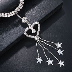 Chaîne de taille en alliage avec strass en forme de cœur et bouton de cloche&nbsp;WGAC653-01