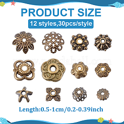 360 Stück 12 Stile Legierung & Eisen Perlenkappen-Sets&nbsp;FIND-ME0001-39