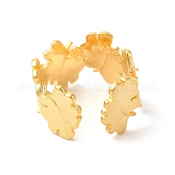 Anillo abierto de hoja de arce de acero inoxidable 304 con revestimiento iónico (IP) para mujer&nbsp;RJEW-E063-18G