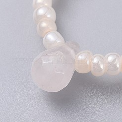 Natürliche rosenquarz stretch fingerringe&nbsp;RJEW-JR00278-01