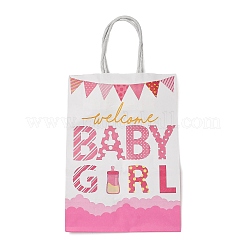 Bedruckte Geschenktüten aus Papier mit Henkeln zur Babyparty (Mädchen)&nbsp;CARB-F014-01B