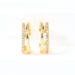 Orecchini a polsino in zircone chiaro con micro pavè di ottone&nbsp;EJEW-F370-19G