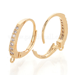 Fornituras de aretes de aro de circonita cúbica de latón&nbsp;X-KK-S340-43G