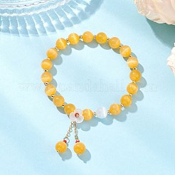 Braccialetti elastici con perline a forma di occhio di gatto per donna&nbsp;BJEW-TA00691-02