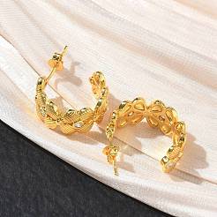 Aretes de latón con micro pavé de circonio cúbico para mujer&nbsp;KK-CBA760A-08G