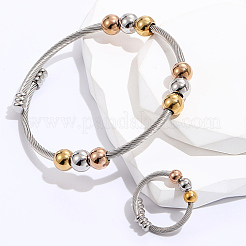 Set di braccialetti e anelli intrecciati in acciaio inossidabile 201&nbsp;GX8915-2